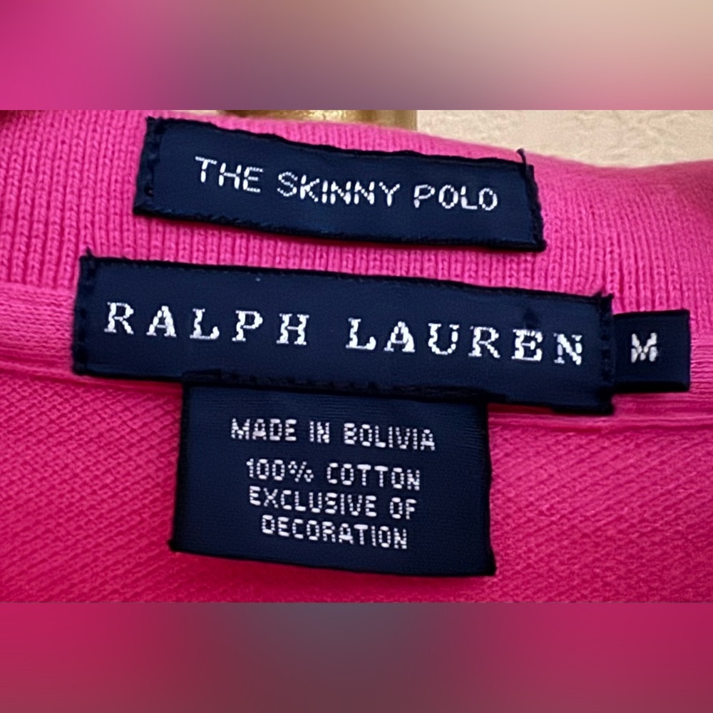 Ralph Lauren The Skinny Polo Shirt / Peony Pink / Size Medium - Picture 3 of 6